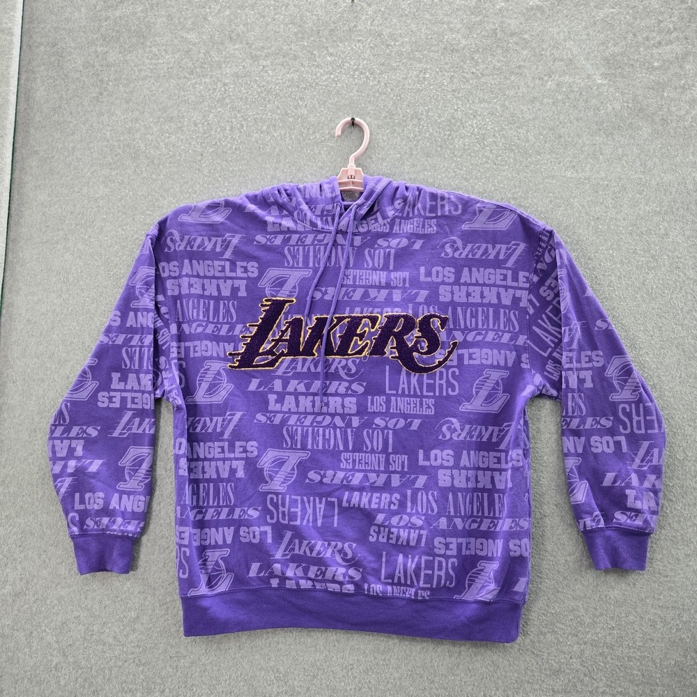 Los Angeles Lakers Women Hoodie 2XL Purple Embroidery NBA‎ Graphic Print Fleece